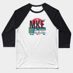 Milwaukee (MKE) Airport // Sunset Baggage Tag Baseball T-Shirt